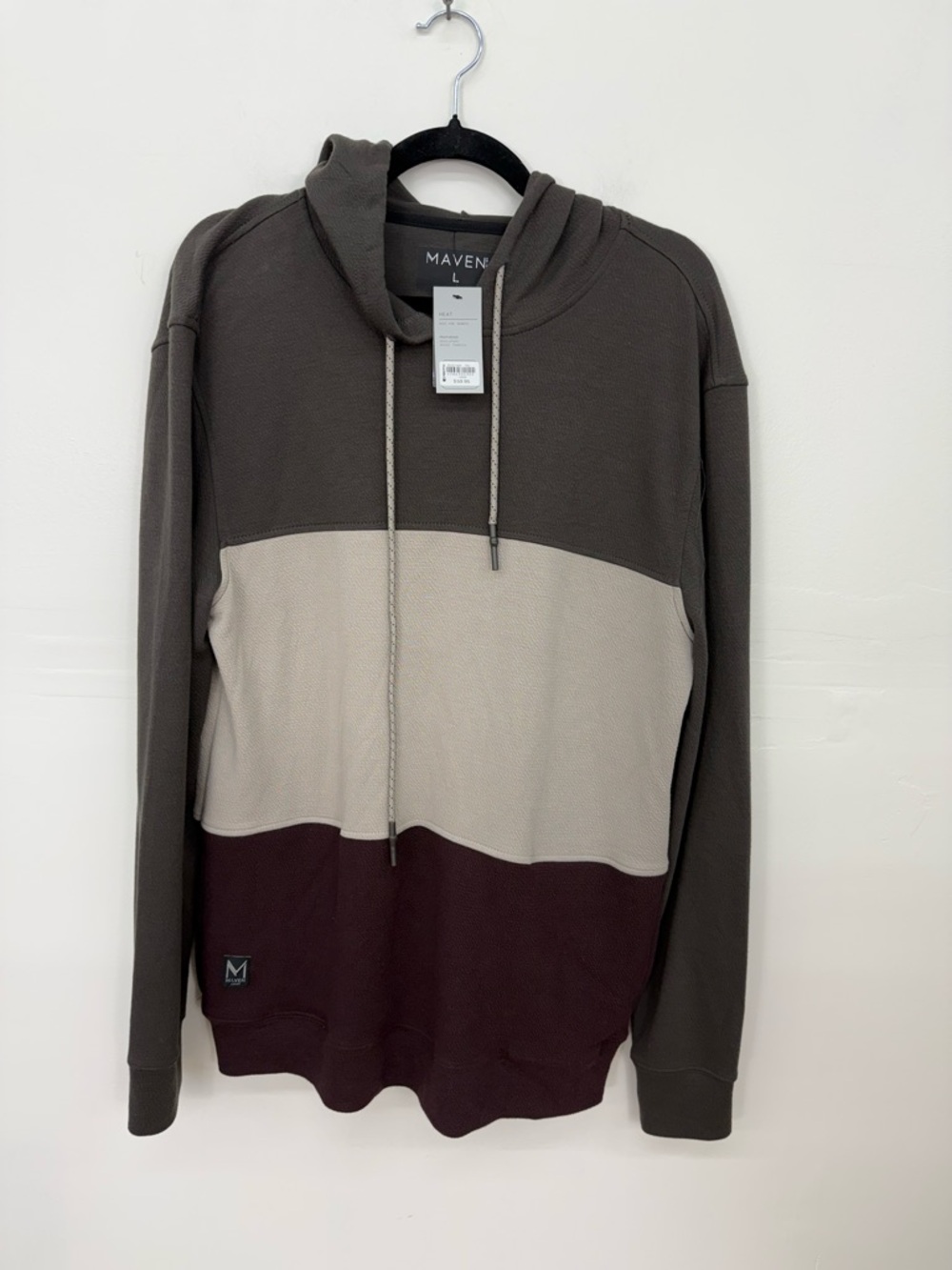 Maven NWT Colorblock Hooded Crewneck Sweater L20